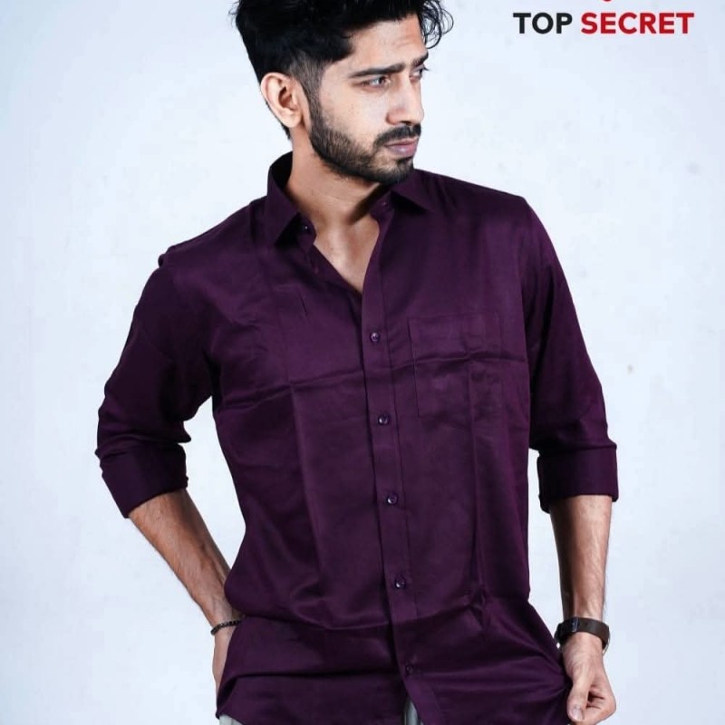 সফট কটন এককালার ফুলহাতা শার্ট-(কলিজা কালার)