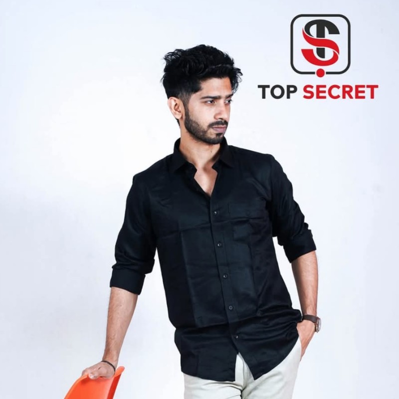 সফট কটন এককালার ফুলহাতা শার্ট-(কালো কালার)